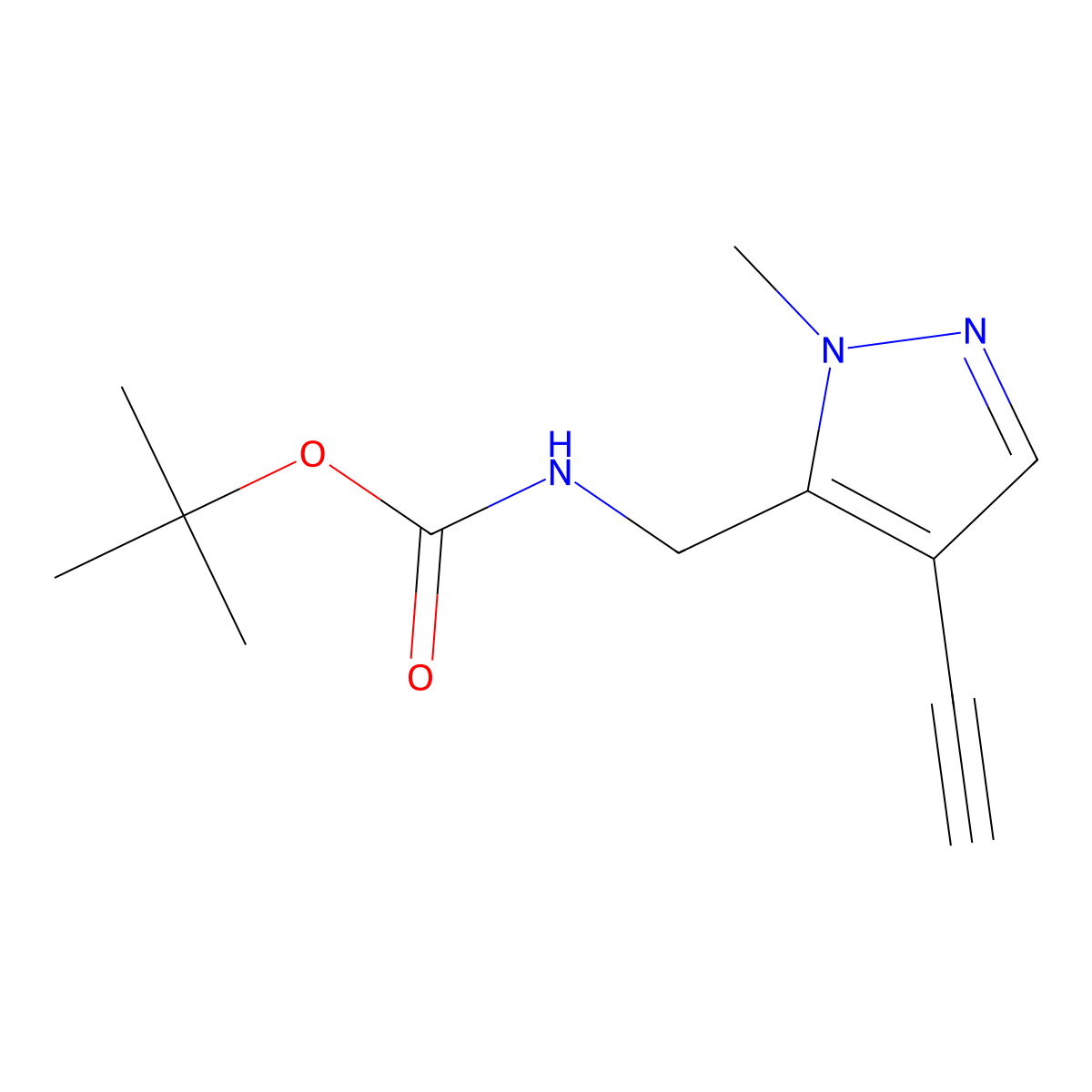 tert-butyl N-[(4-ethynyl-1-methyl-1H-pyrazol-5-yl)methyl]carbamate molecular structure, CAS 2408958-49-4