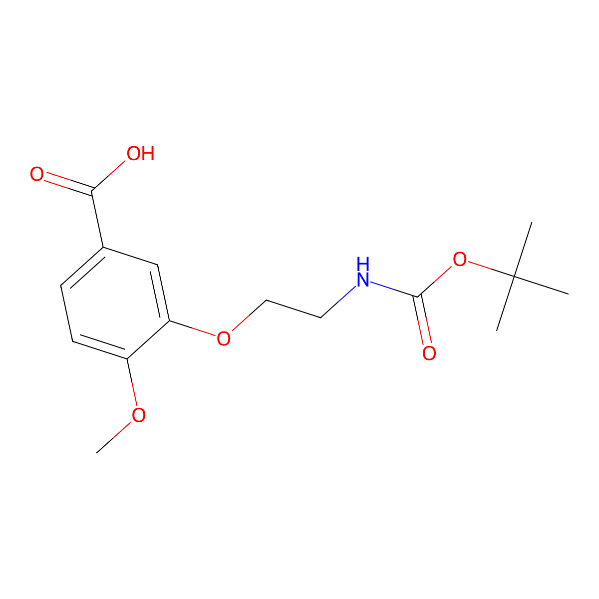 3-(2-{[(Tert-butoxy)carbonyl]amino}ethoxy)-4-methoxybenzoicacid molecular structure, CAS 2408958-57-4