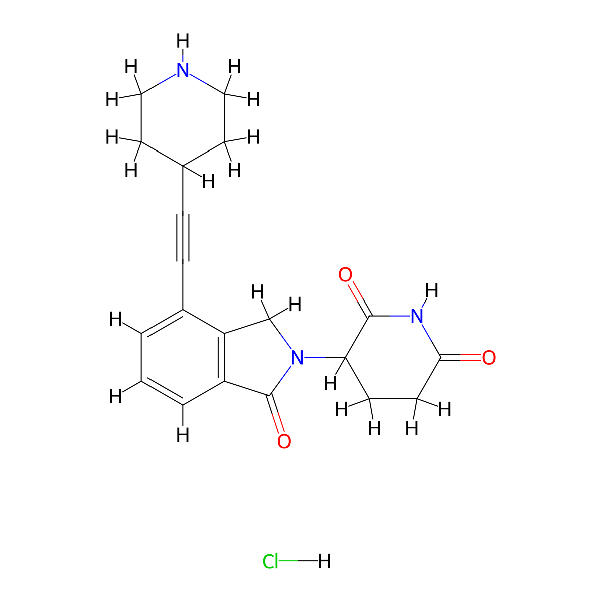 3-(1-Oxo-4-(piperidin-4-ylethynyl)isoindolin-2-yl)piperidine-2,6-dione hydrochloride molecular structure, CAS 2408958-59-6
