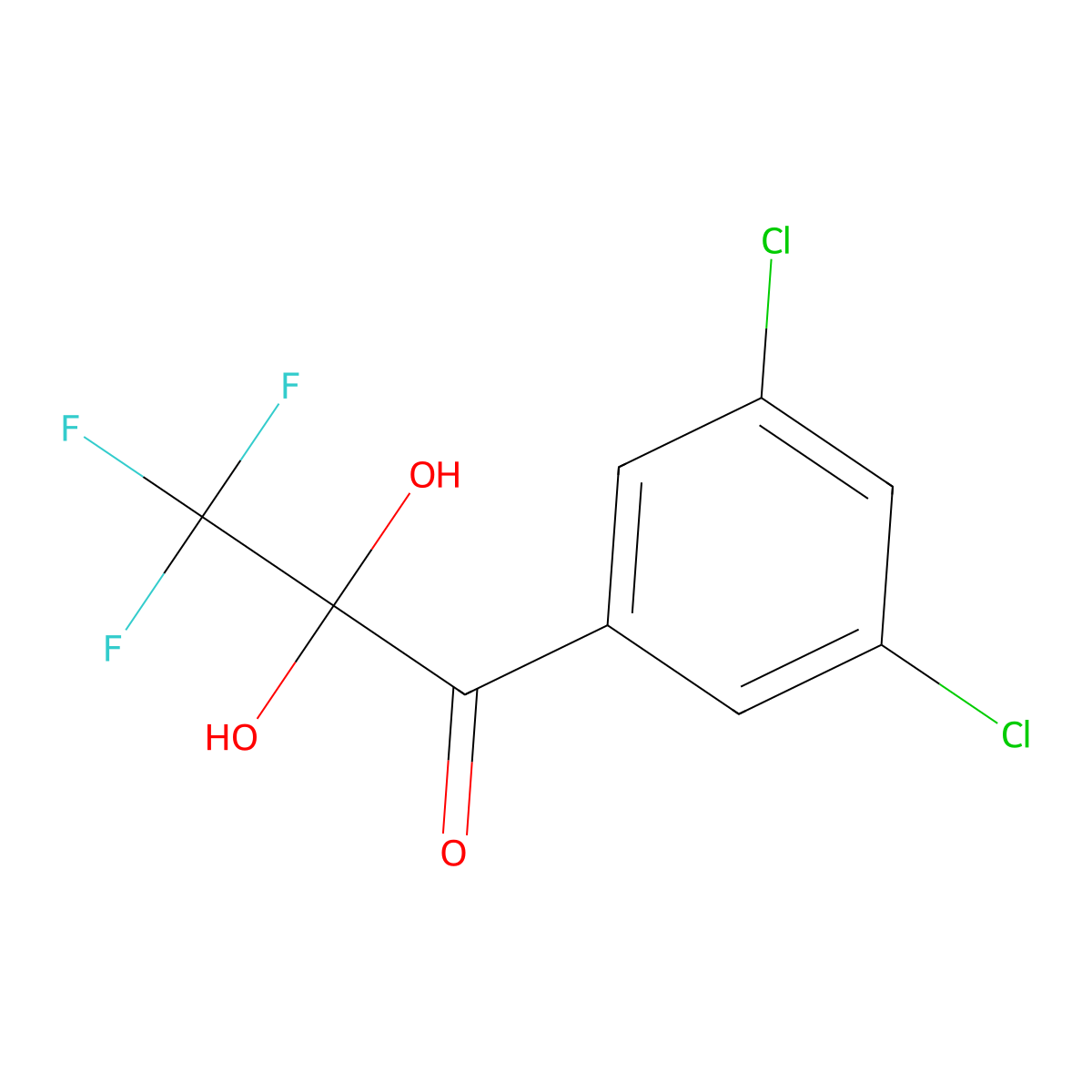 1-(3,5-Dichlorophenyl)-3,3,3-trifluoro-2,2-dihydroxypropan-1-one molecular structure, CAS 2408958-60-9