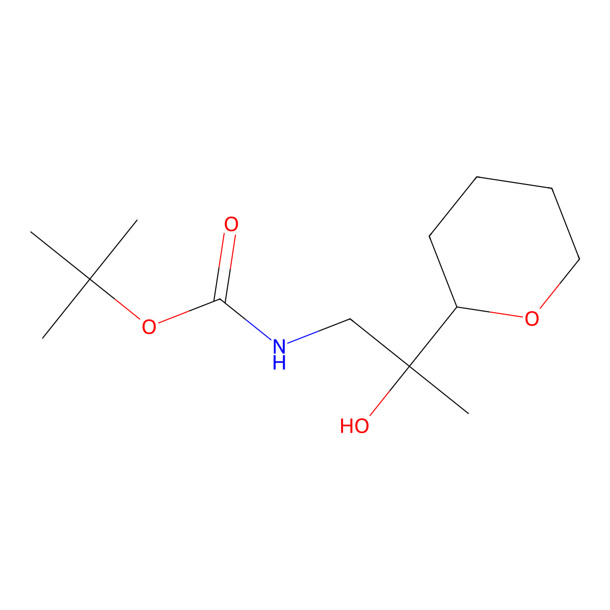tert-butyl N-[2-hydroxy-2-(oxan-2-yl)propyl]carbamate molecular structure, CAS 2408958-66-5