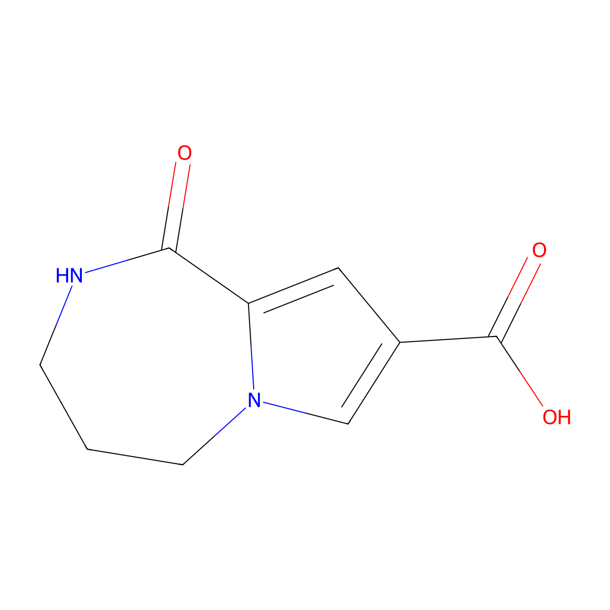 1-oxo-1H,2H,3H,4H,5H-pyrrolo[1,2-a][1,4]diazepine-8-carboxylic acid molecular structure, CAS 2408958-68-7