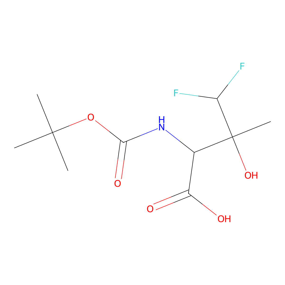 2-{[(Tert-butoxy)carbonyl]amino}-4,4-difluoro-3-hydroxy-3-methylbutanoic acid molecular structure, CAS 2408958-69-8