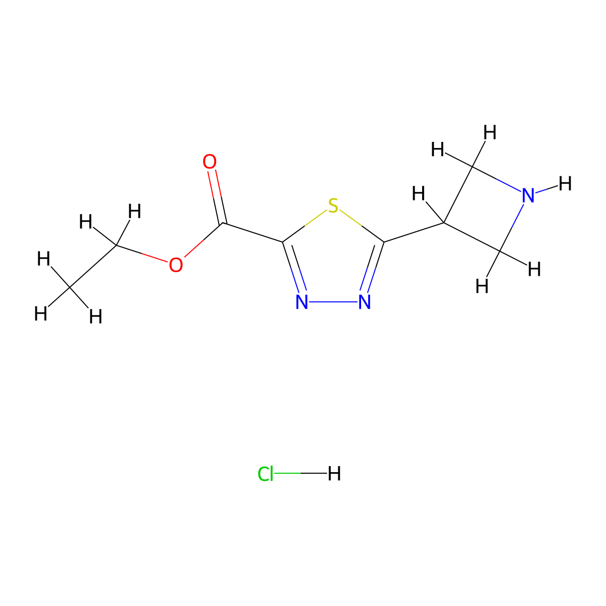 Ethyl 5-(azetidin-3-yl)-1,3,4-thiadiazole-2-carboxylate hydrochloride molecular structure, CAS 2408958-70-1