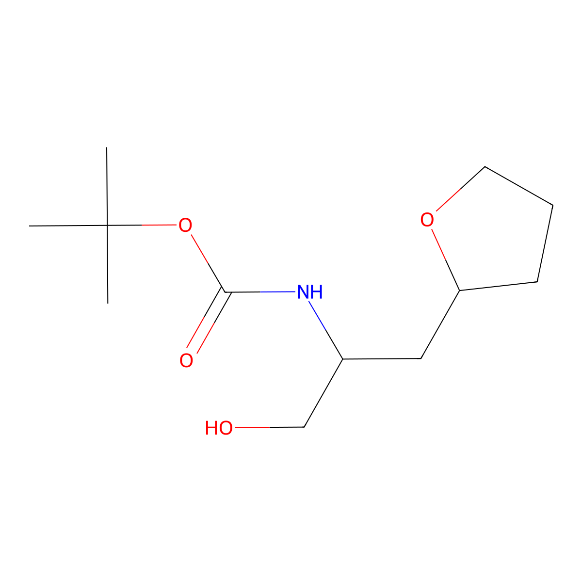 tert-butyl N-[1-hydroxy-3-(oxolan-2-yl)propan-2-yl]carbamate molecular structure, CAS 2408958-71-2