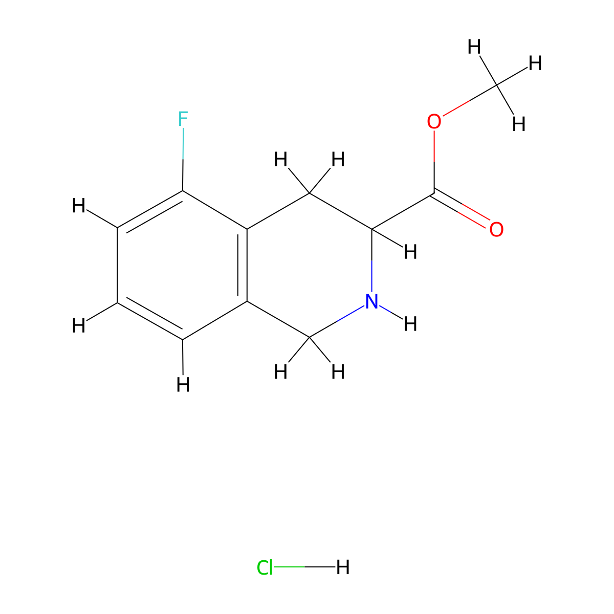 Methyl 5-fluoro-1,2,3,4-tetrahydroisoquinoline-3-carboxylate hydrochloride molecular structure, CAS 2408958-74-5