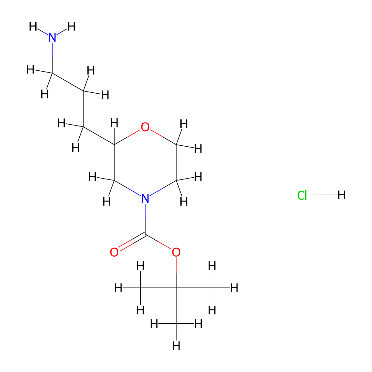 Tert-butyl 2-(3-aminopropyl)morpholine-4-carboxylate hydrochloride molecular structure, CAS 2408958-75-6