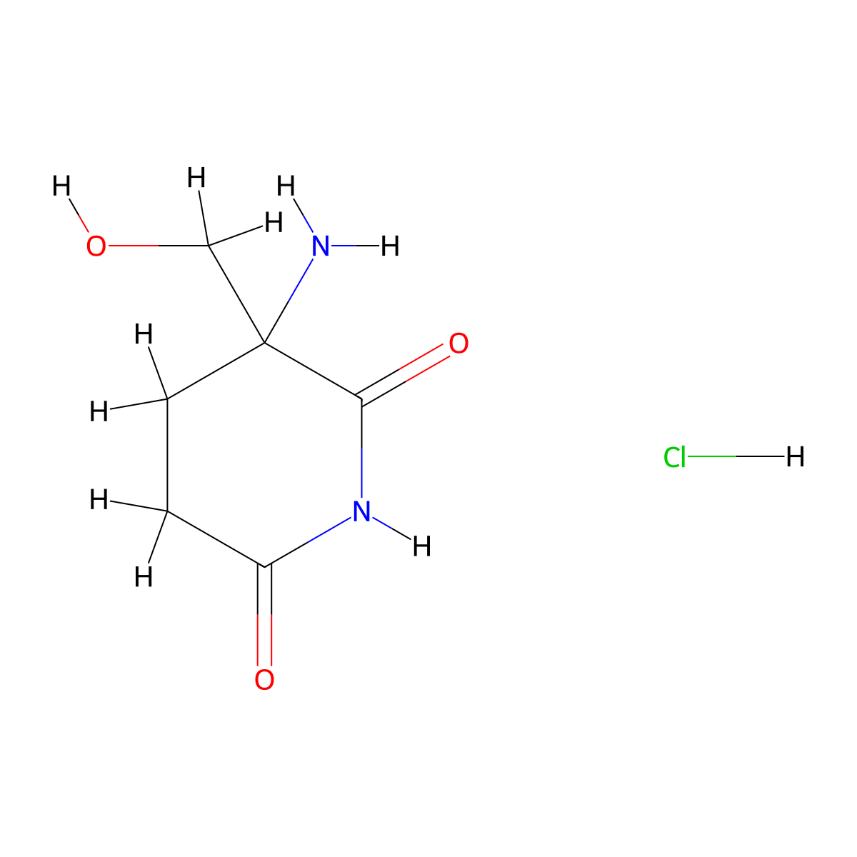 3-Amino-3-(hydroxymethyl)piperidine-2,6-dione hydrochloride molecular structure, CAS 2408958-81-4