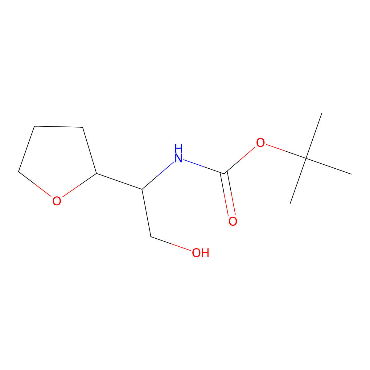 tert-butyl N-[2-hydroxy-1-(oxolan-2-yl)ethyl]carbamate molecular structure, CAS 2408958-83-6