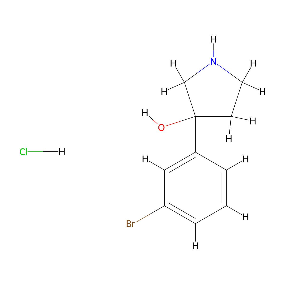 3-(3-Bromophenyl)pyrrolidin-3-ol hydrochloride molecular structure, CAS 2408958-84-7