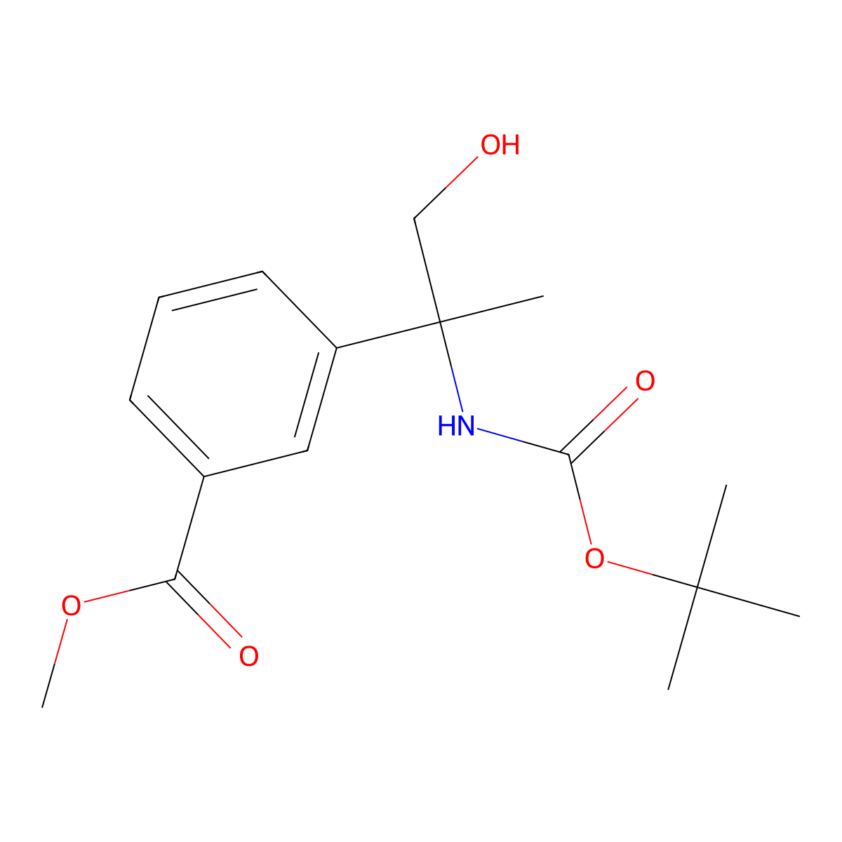 Methyl 3-(2-{[(tert-butoxy)carbonyl]amino}-1-hydroxypropan-2-yl)benzoate molecular structure, CAS 2408958-88-1
