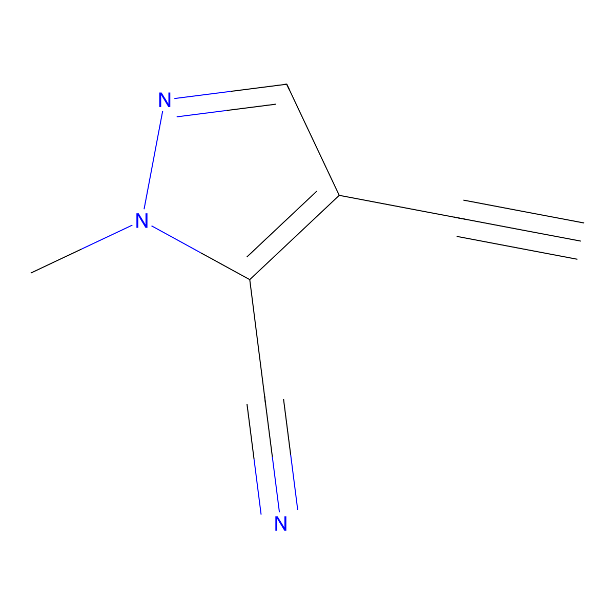 4-ethynyl-1-methyl-1H-pyrazole-5-carbonitrile molecular structure, CAS 2408958-89-2