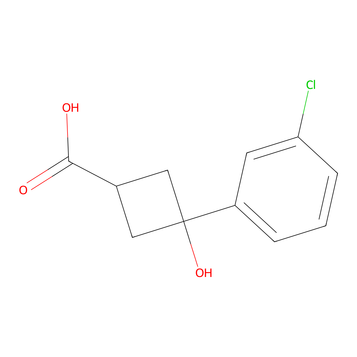 Rac-(1s,3s)-3-(3-chlorophenyl)-3-hydroxycyclobutane-1-carboxylic acid molecular structure, CAS 2408959-00-0