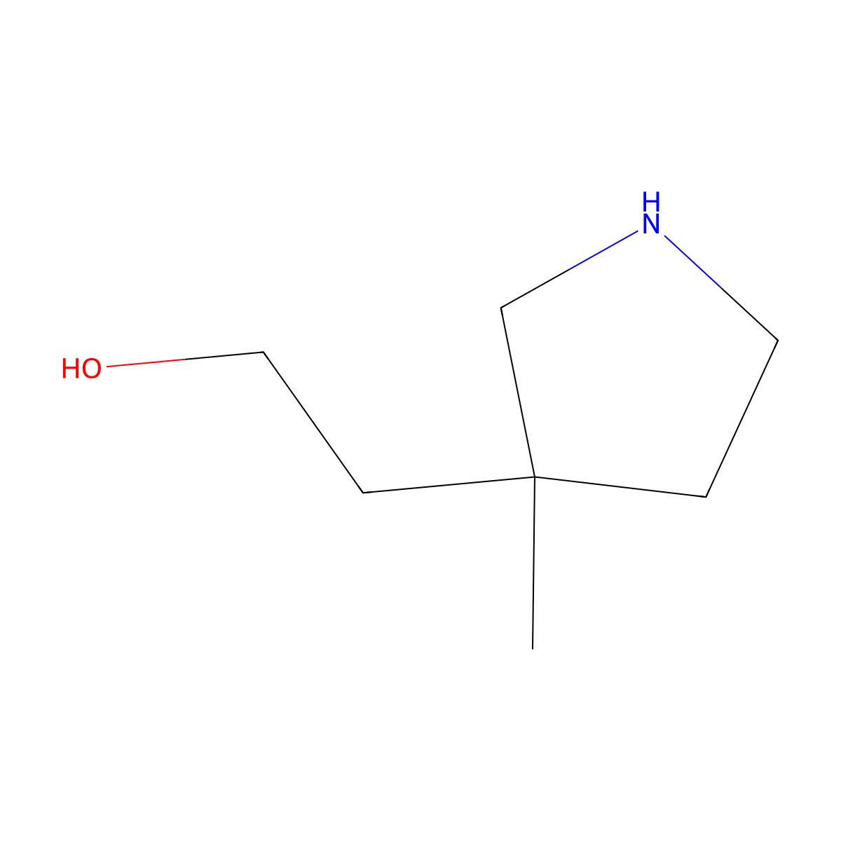 2-(3-Methylpyrrolidin-3-yl)ethan-1-ol molecular structure, CAS 2408959-05-5