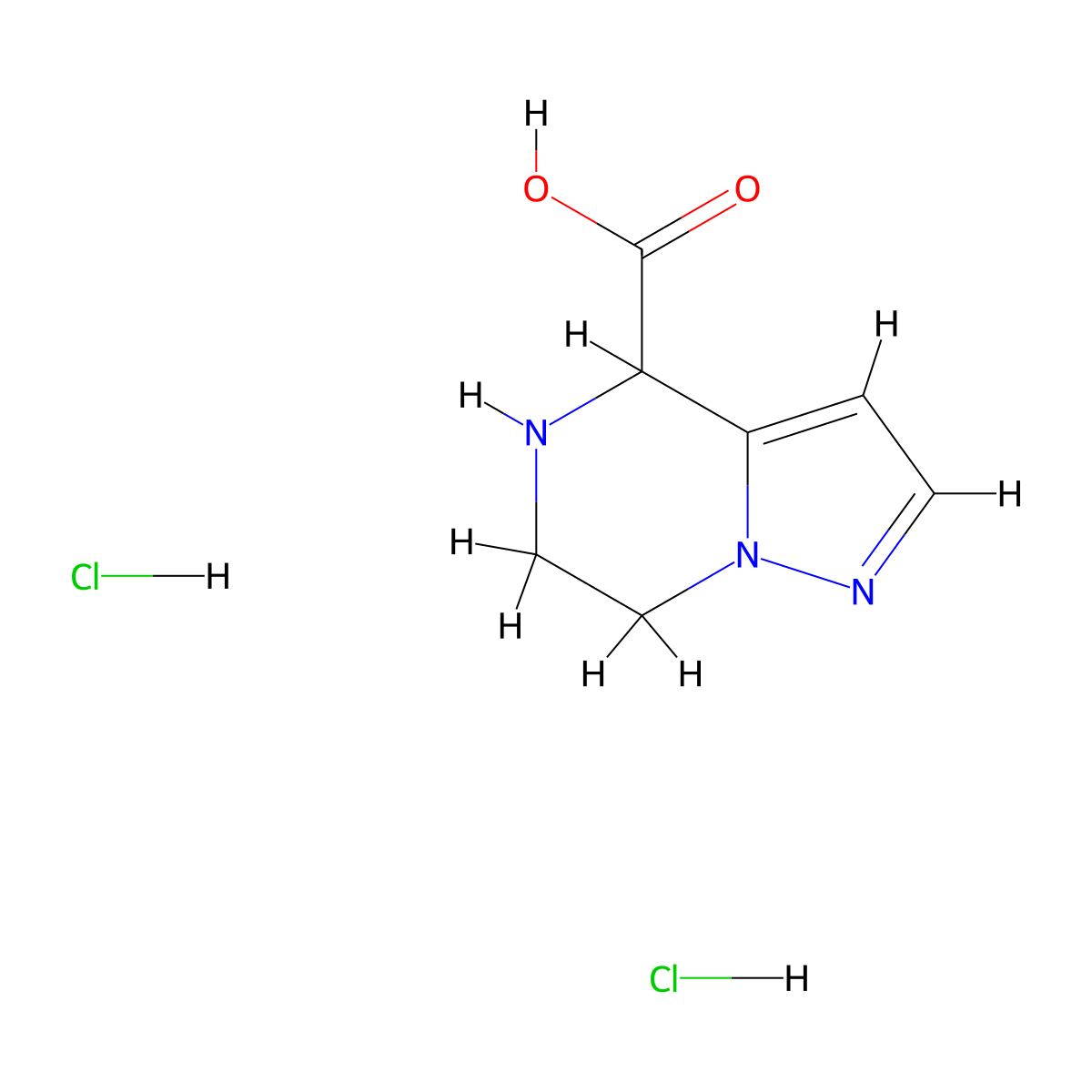 4H,5H,6H,7H-pyrazolo(1,5-a)pyrazine-4-carboxylic acid dihydrochloride molecular structure, CAS 2408959-09-9