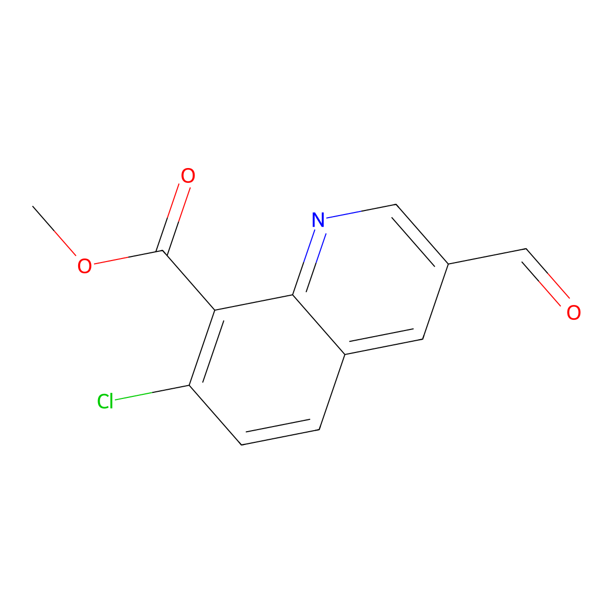 Methyl7-chloro-3-formylquinoline-8-carboxylate molecular structure, CAS 2408959-10-2