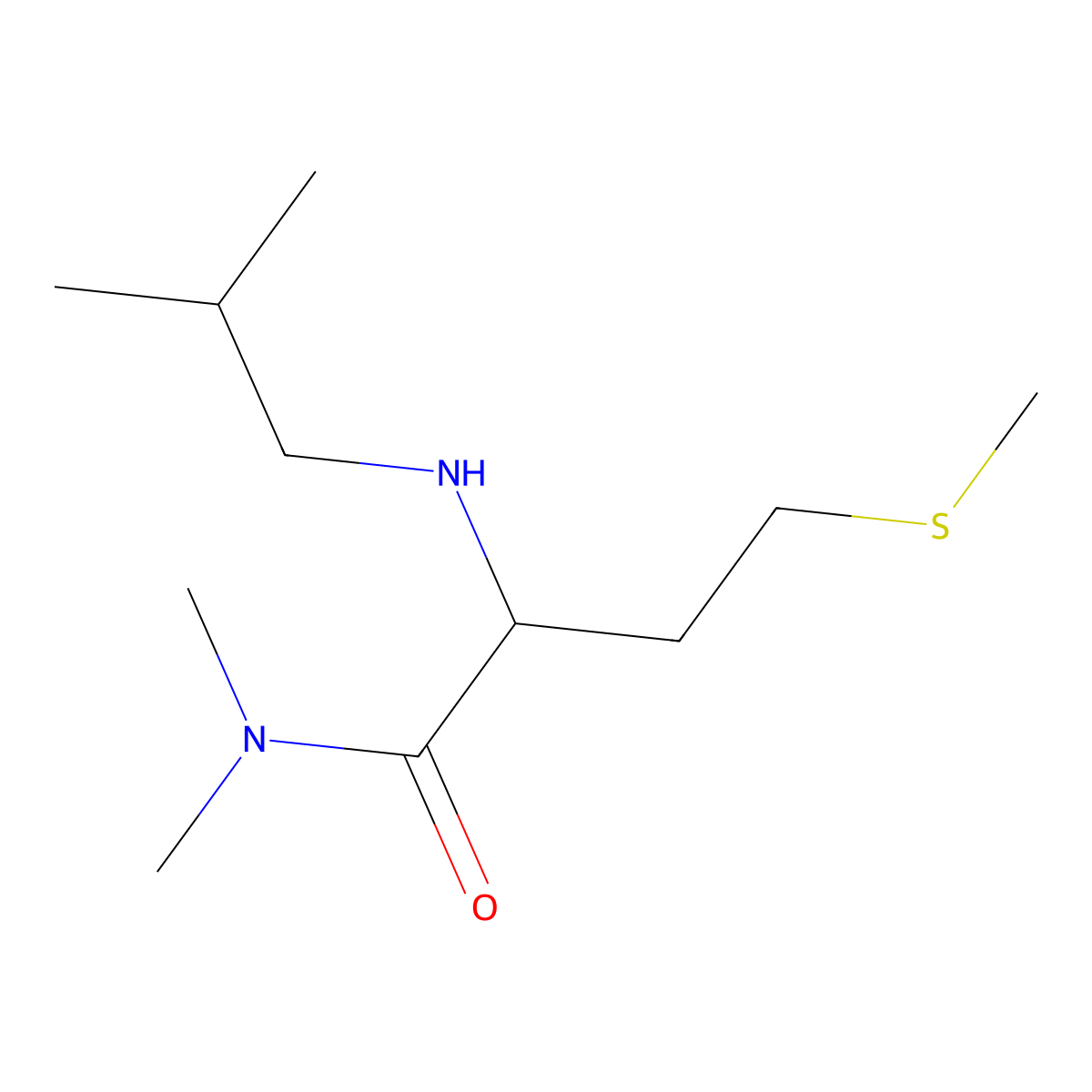N,N-dimethyl-2-[(2-methylpropyl)amino]-4-(methylsulfanyl)butanamide molecular structure, CAS 2408959-15-7