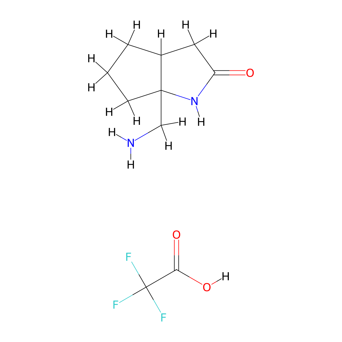 6a-(Aminomethyl)-octahydrocyclopenta[b]pyrrol-2-one,trifluoroaceticacid molecular structure, CAS 2408959-16-8