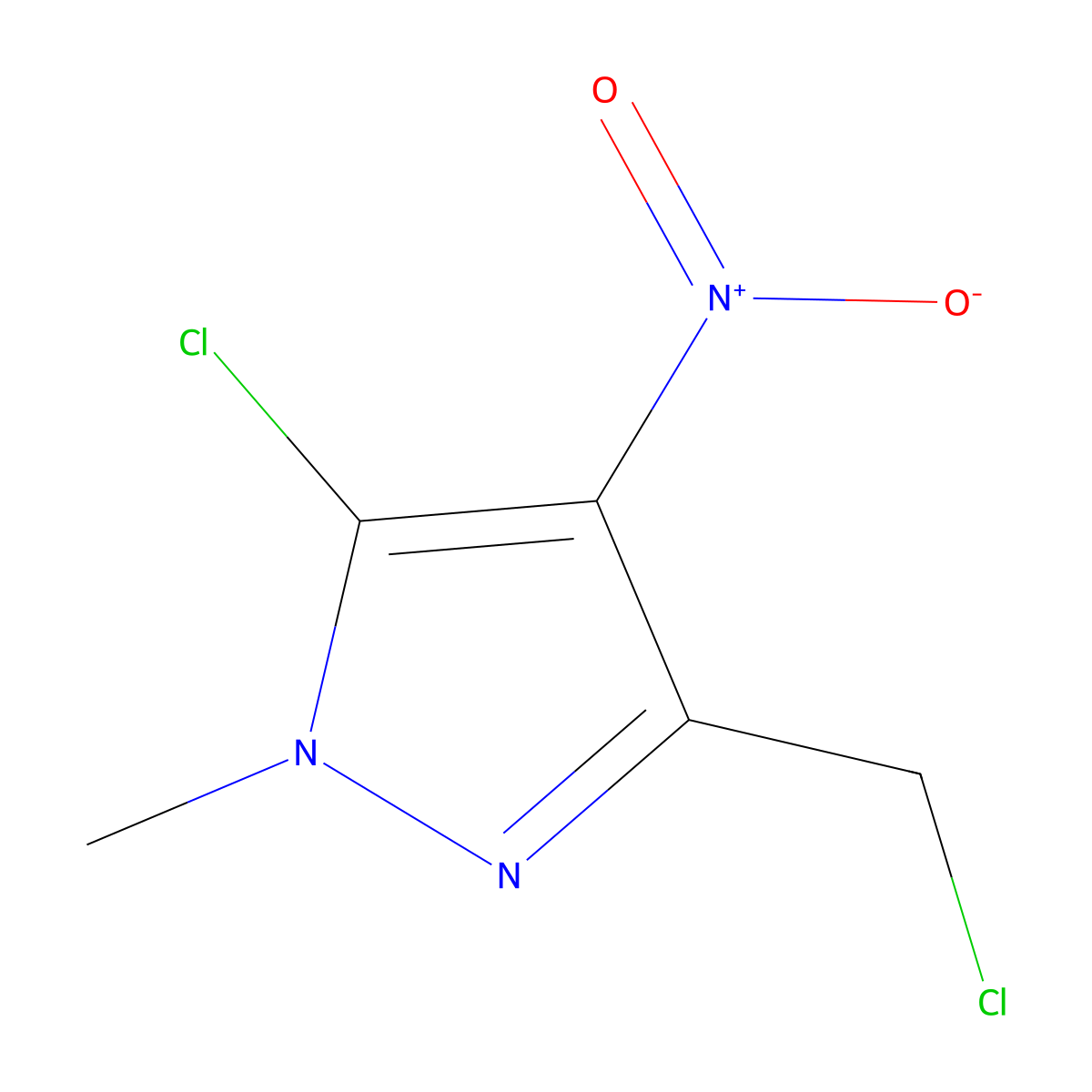 5-chloro-3-(chloromethyl)-1-methyl-4-nitro-1H-pyrazole molecular structure, CAS 2408959-17-9