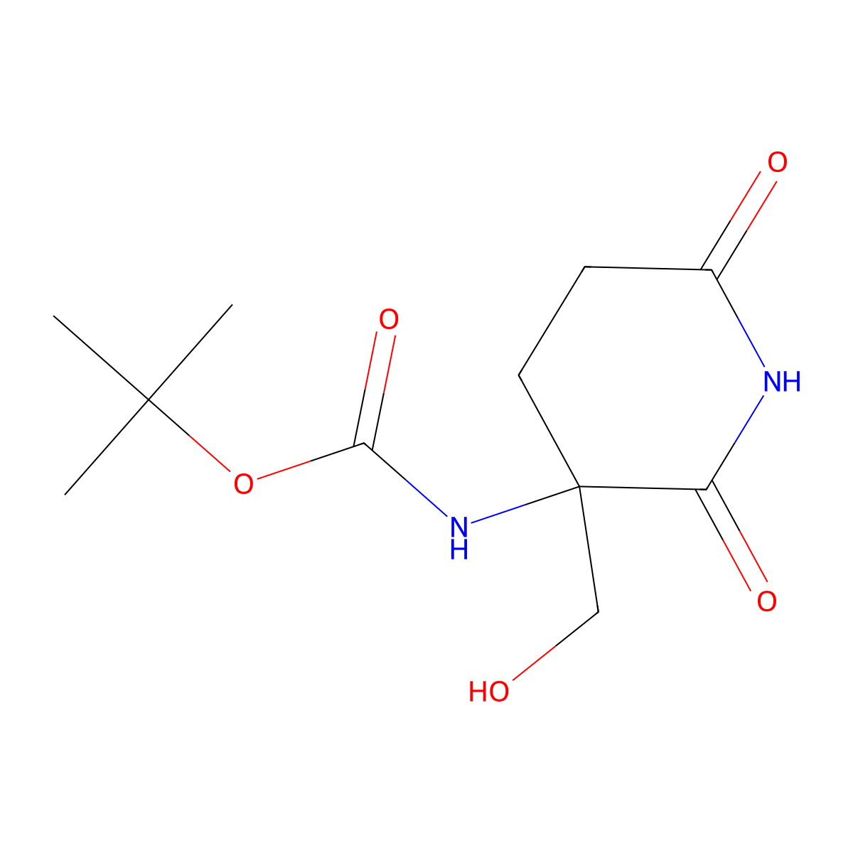 tert-butyl N-[3-(hydroxymethyl)-2,6-dioxopiperidin-3-yl]carbamate molecular structure, CAS 2408959-32-8