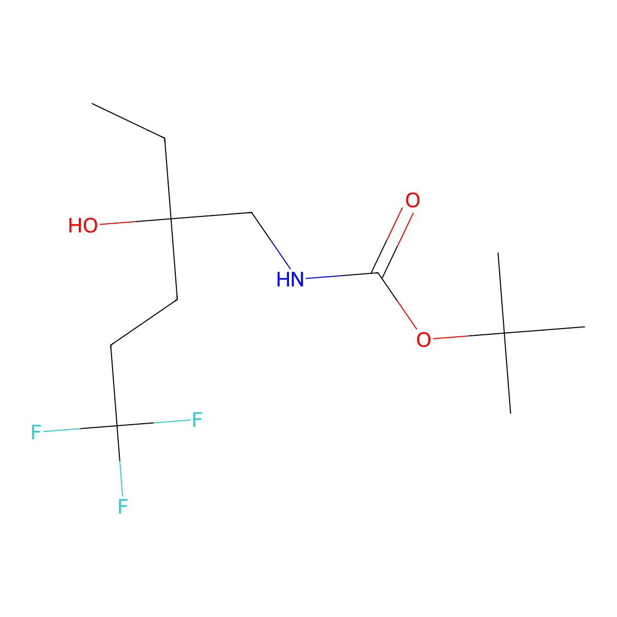tert-butyl N-(2-ethyl-5,5,5-trifluoro-2-hydroxypentyl)carbamate molecular structure, CAS 2408959-34-0