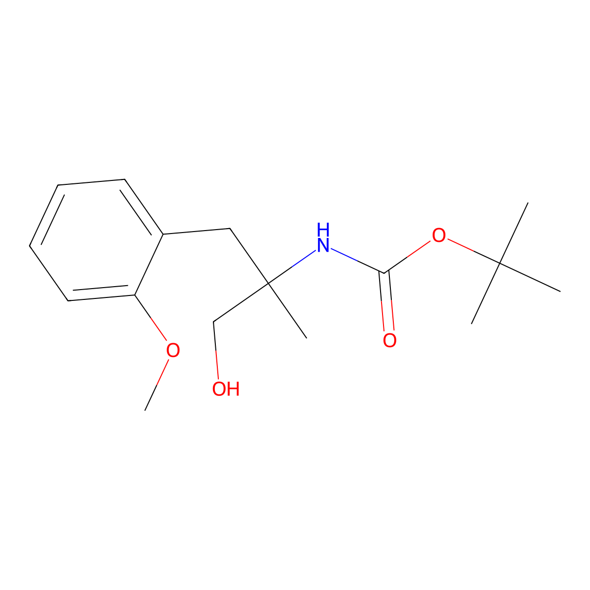 tert-butyl N-{1-hydroxy-2-[(2-methoxyphenyl)methyl]propan-2-yl}carbamate molecular structure, CAS 2408959-40-8