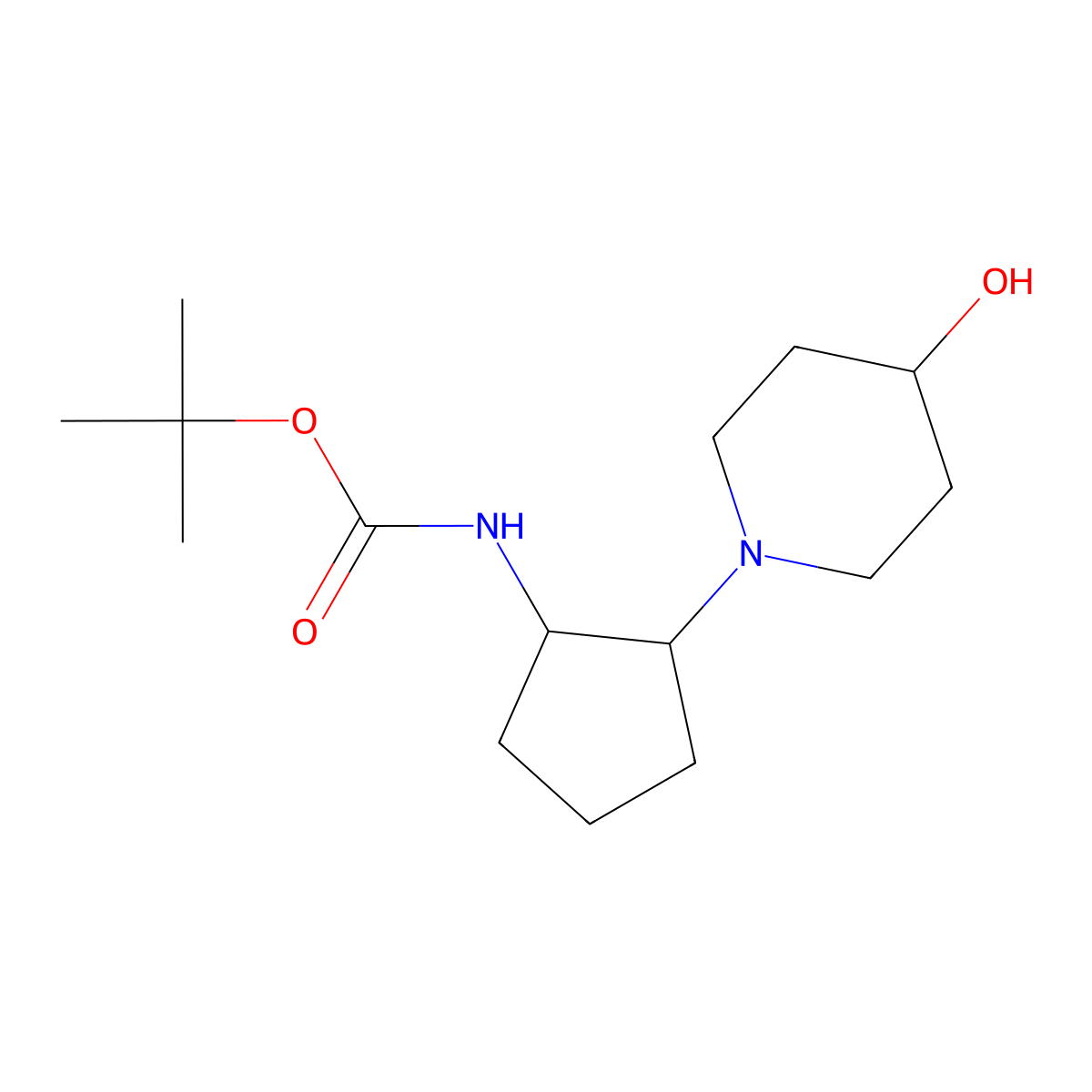 tert-butyl N-[2-(4-hydroxypiperidin-1-yl)cyclopentyl]carbamate molecular structure, CAS 2408959-44-2