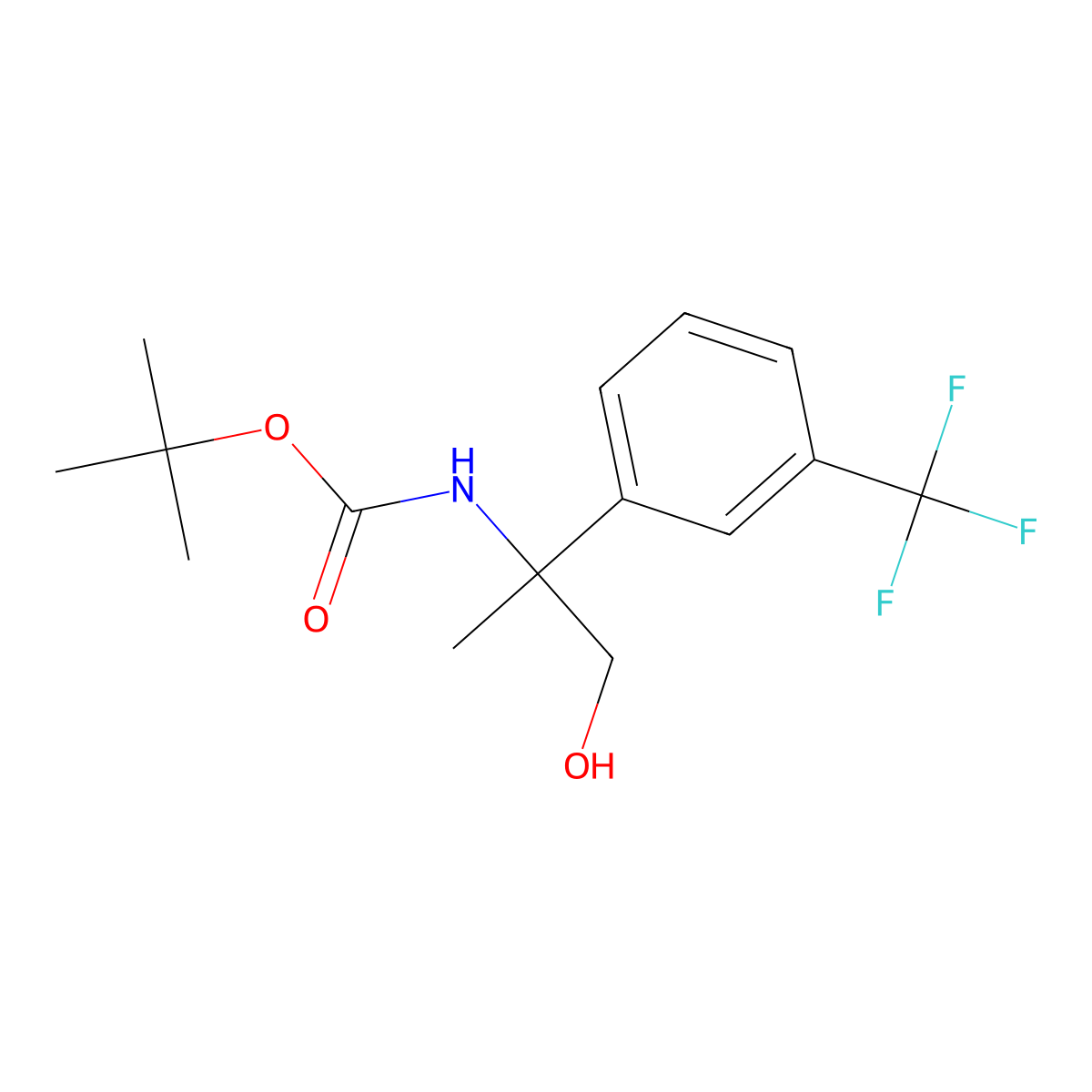 tert-butyl N-{1-hydroxy-2-[3-(trifluoromethyl)phenyl]propan-2-yl}carbamate molecular structure, CAS 2408959-51-1