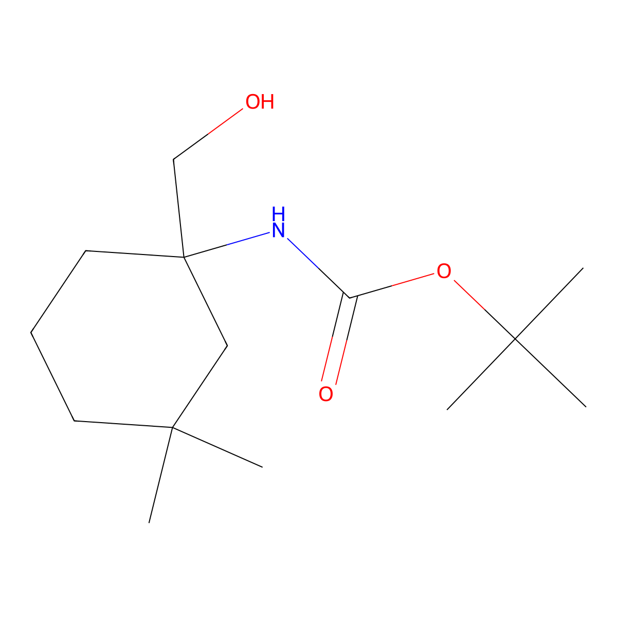 tert-butyl N-[1-(hydroxymethyl)-3,3-dimethylcyclohexyl]carbamate molecular structure, CAS 2408959-59-9