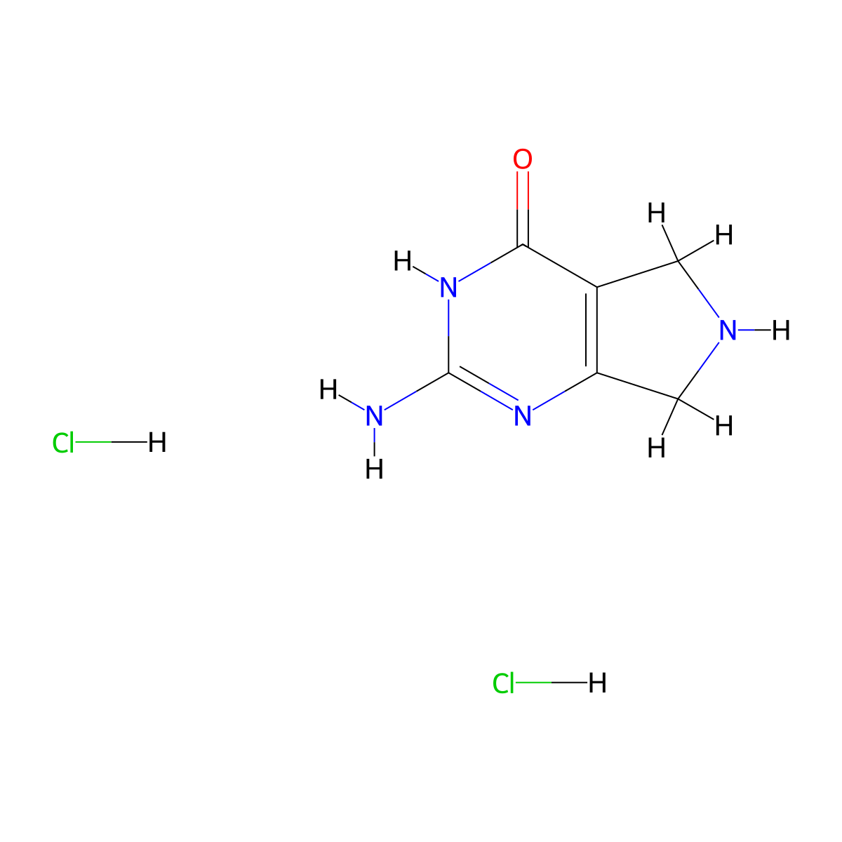 2-amino-5H,6H,7H-pyrrolo[3,4-d]pyrimidin-4-ol dihydrochloride molecular structure, CAS 2408959-64-6