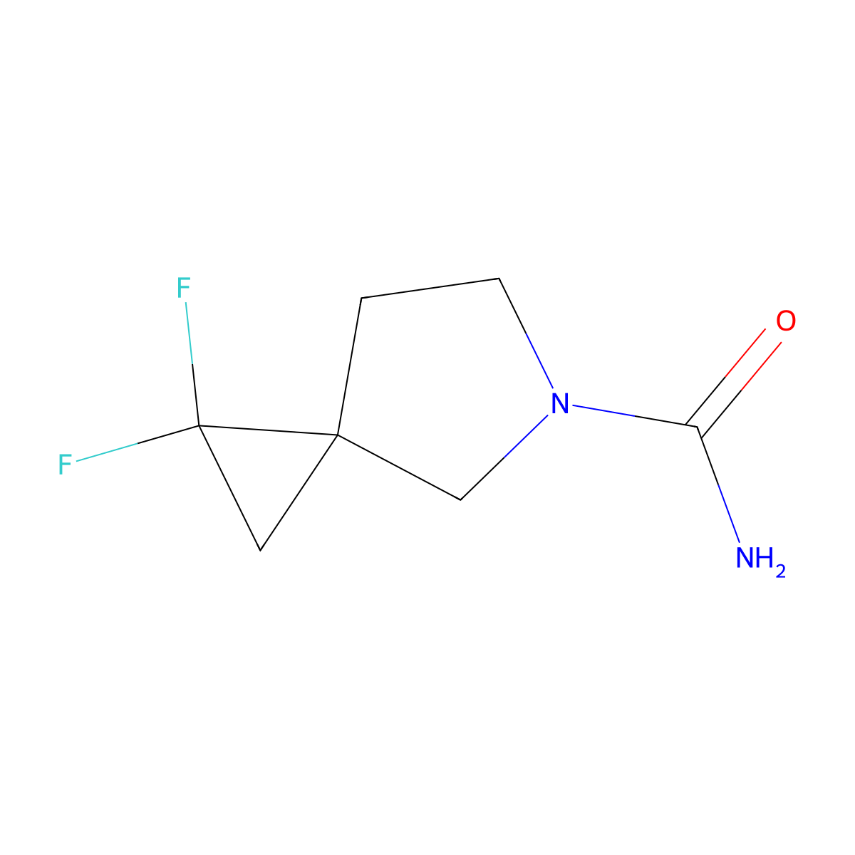 1,1-Difluoro-5-azaspiro[2.4]heptane-5-carboxamide molecular structure, CAS 2408959-66-8