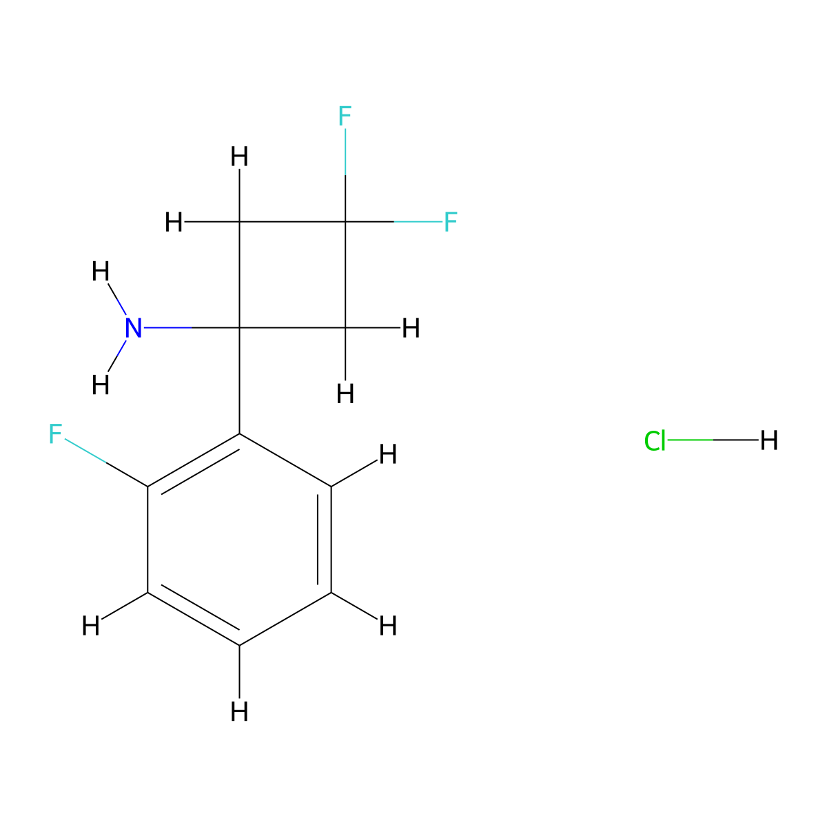 3,3-Difluoro-1-(2-fluorophenyl)cyclobutan-1-amine hydrochloride molecular structure, CAS 2408959-72-6