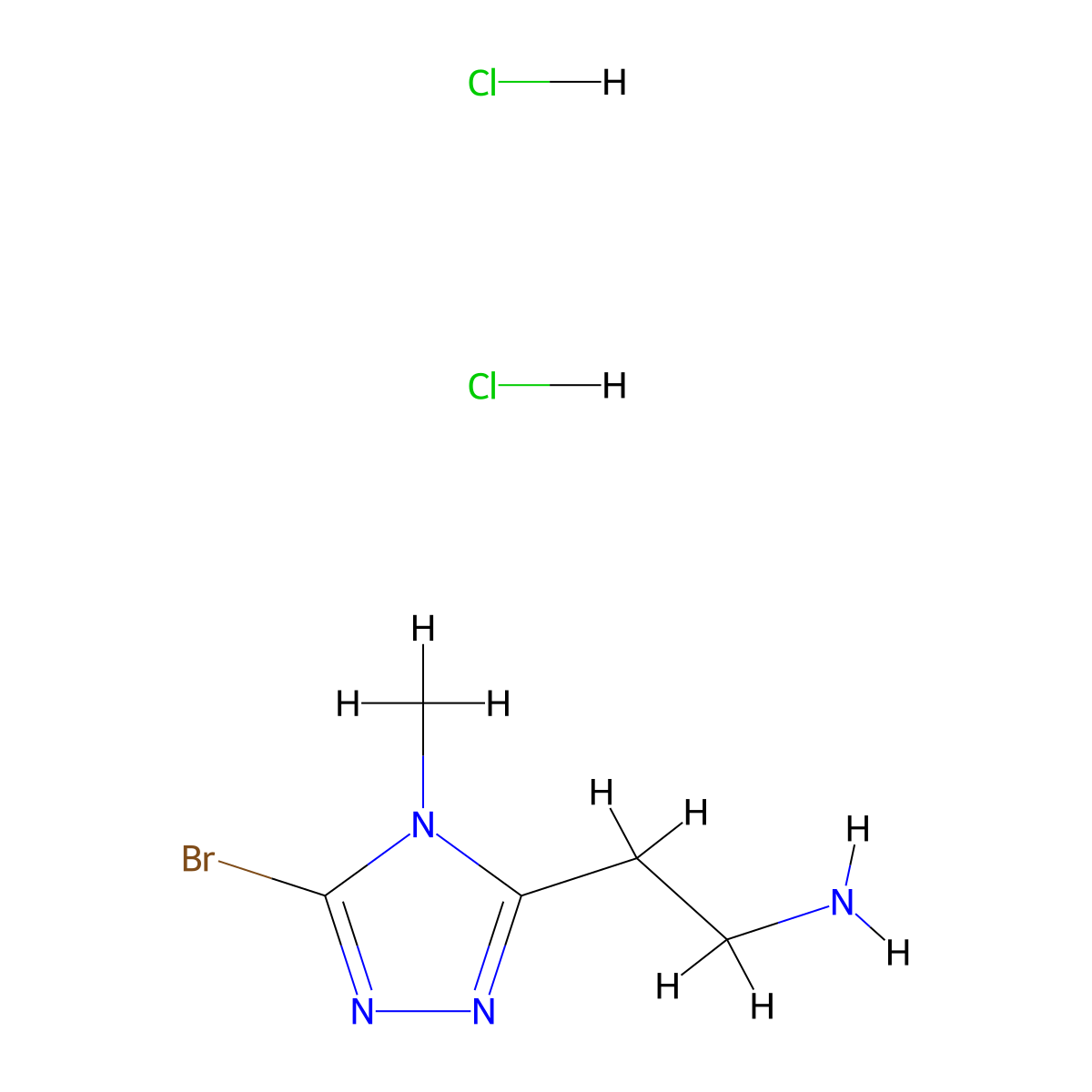 2-(5-bromo-4-methyl-4H-1,2,4-triazol-3-yl)ethan-1-aminedihydrochloride molecular structure, CAS 2408959-74-8