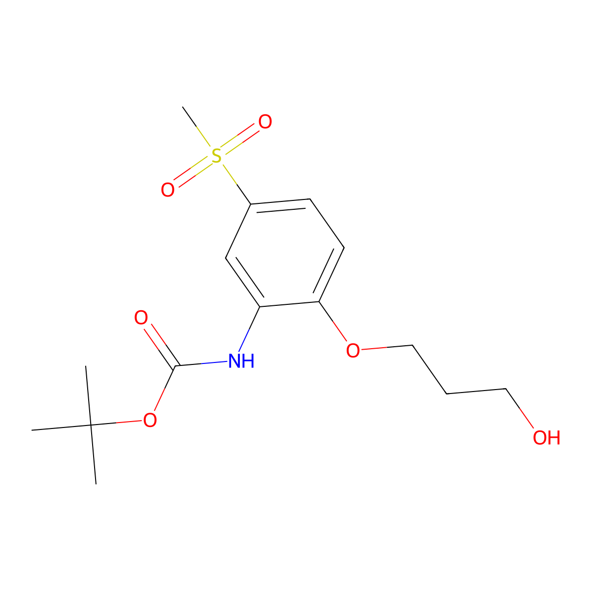 tert-butyl N-[2-(3-hydroxypropoxy)-5-methanesulfonylphenyl]carbamate molecular structure, CAS 2408959-75-9