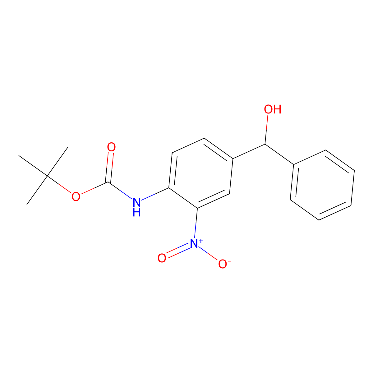 tert-butyl N-{4-[hydroxy(phenyl)methyl]-2-nitrophenyl}carbamate molecular structure, CAS 2408959-79-3