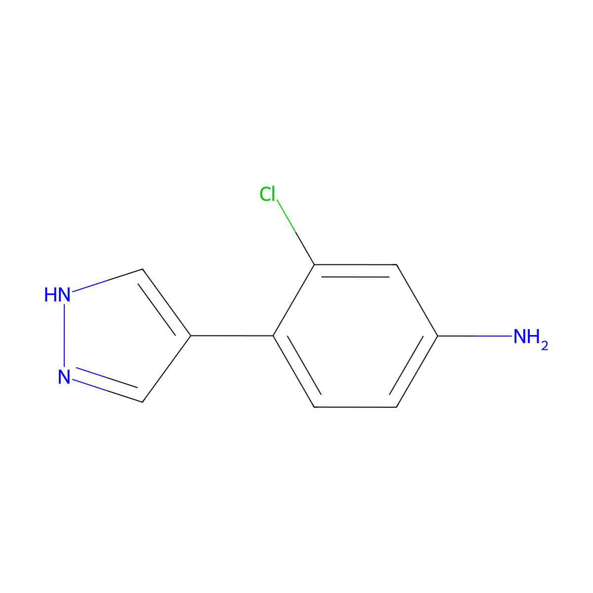 3-chloro-4-(1H-pyrazol-4-yl)aniline molecular structure, CAS 2408959-80-6