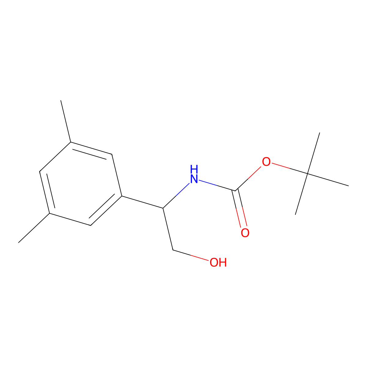 tert-butyl N-[1-(3,5-dimethylphenyl)-2-hydroxyethyl]carbamate molecular structure, CAS 2408959-85-1
