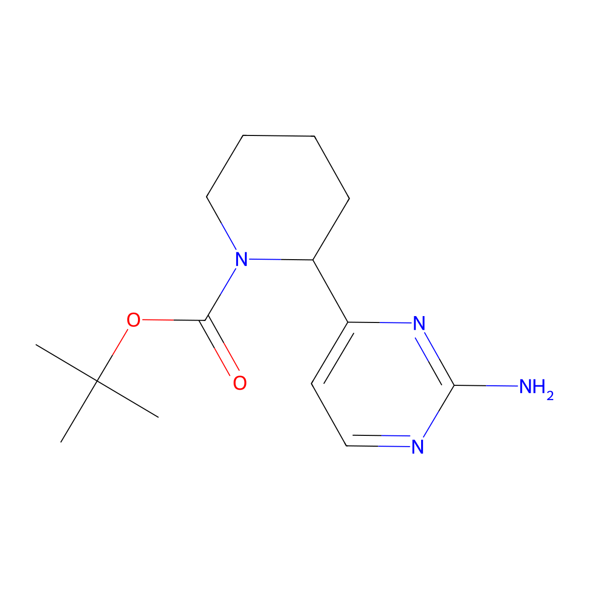 Tert-butyl2-(2-aminopyrimidin-4-yl)piperidine-1-carboxylate molecular structure, CAS 2408959-95-3