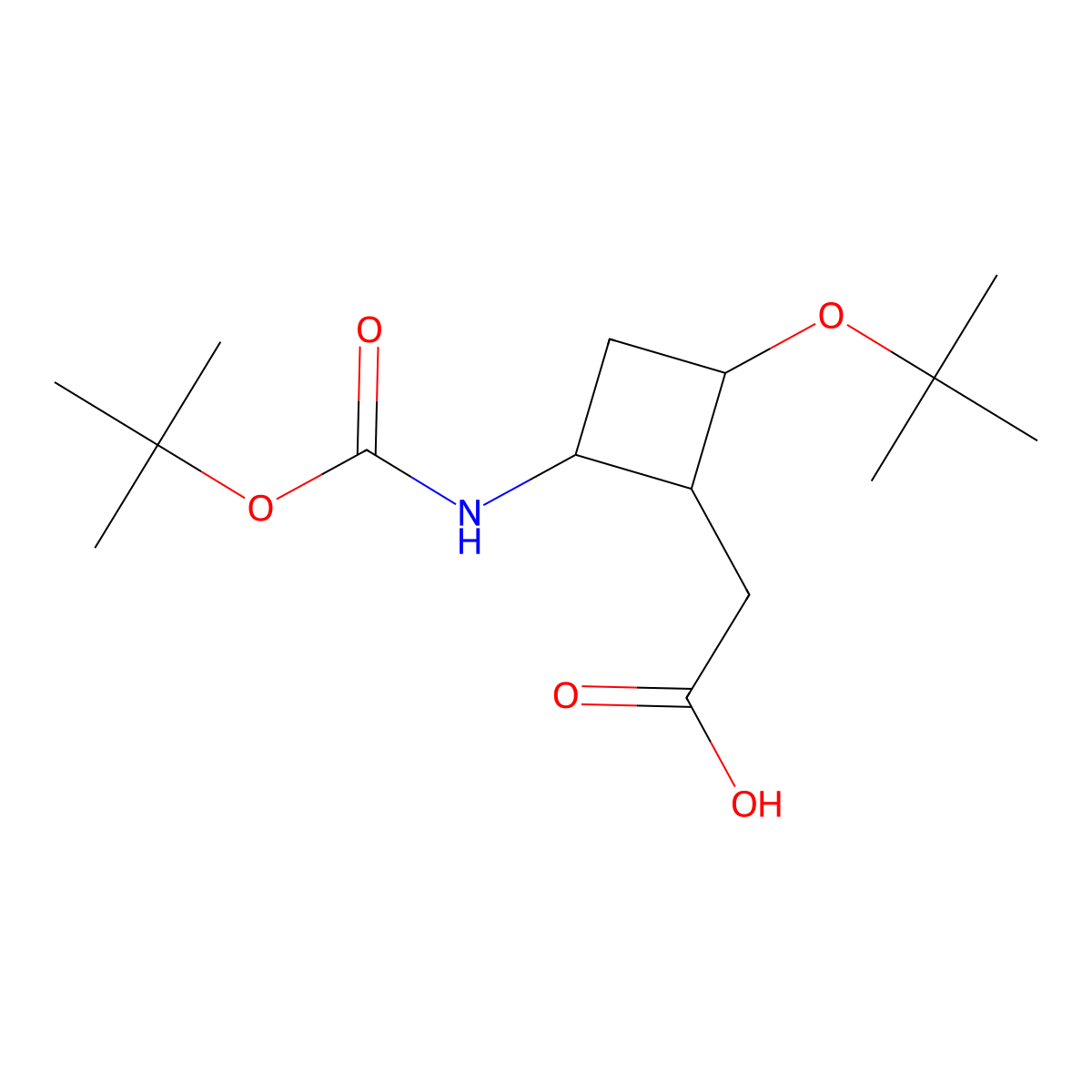 2-[2-(Tert-butoxy)-4-{[(tert-butoxy)carbonyl]amino}cyclobutyl]aceticacid molecular structure, CAS 2408959-98-6