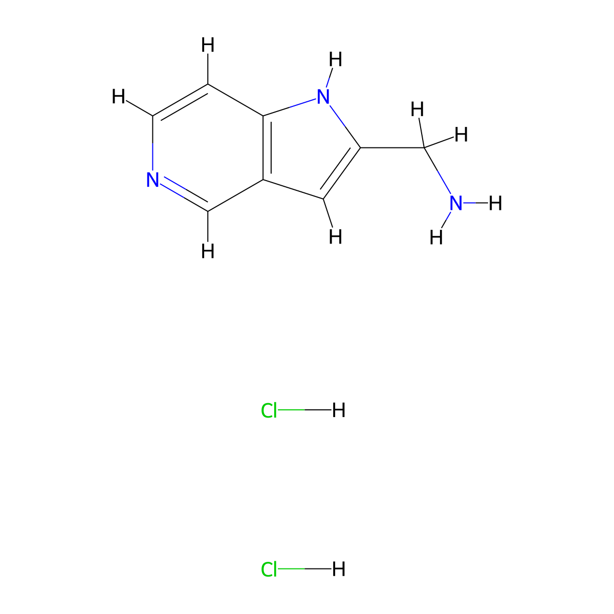 1-{1H-pyrrolo[3,2-c]pyridin-2-yl}methanamine dihydrochloride molecular structure, CAS 2408959-99-7