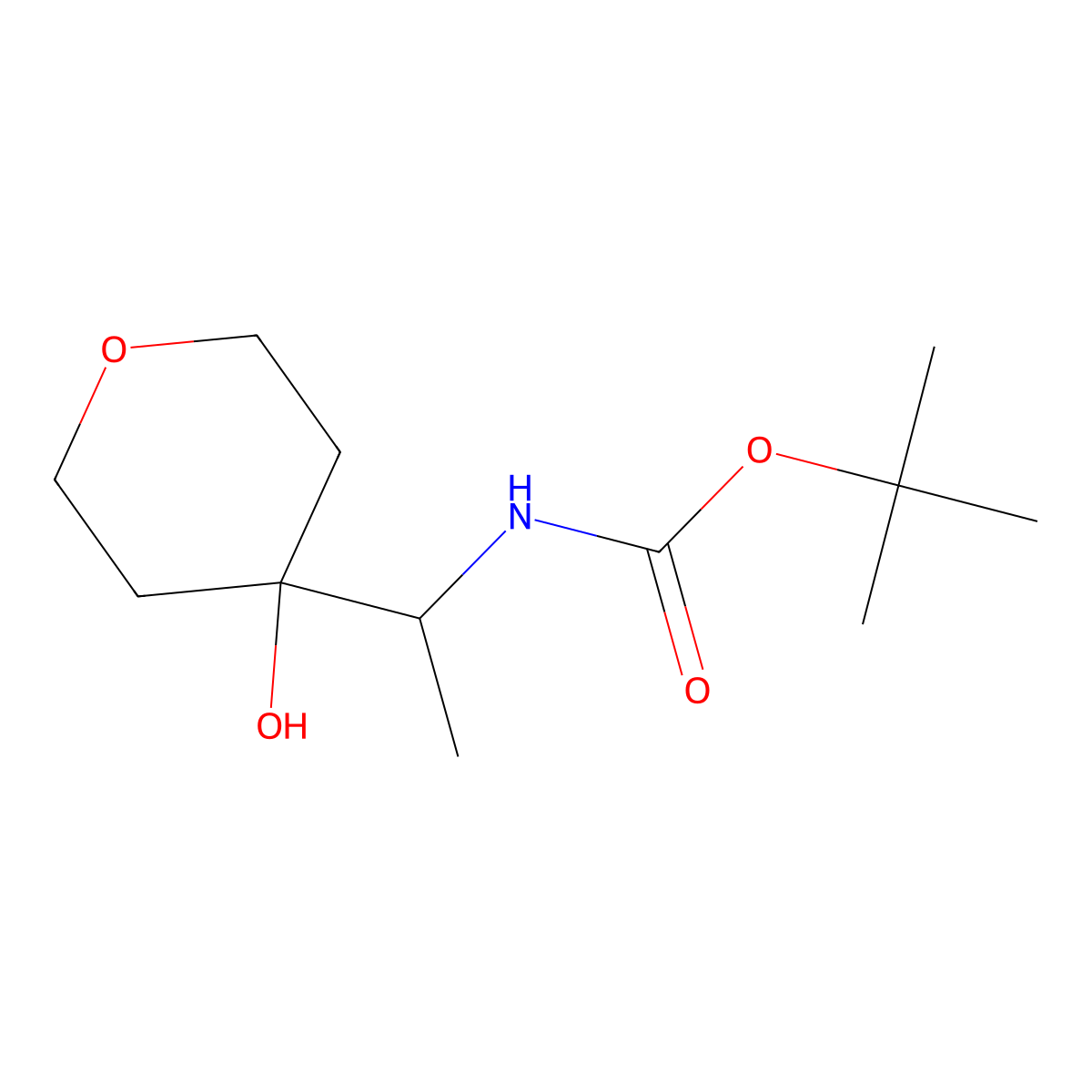 tert-butyl N-[1-(4-hydroxyoxan-4-yl)ethyl]carbamate molecular structure, CAS 2408960-00-7