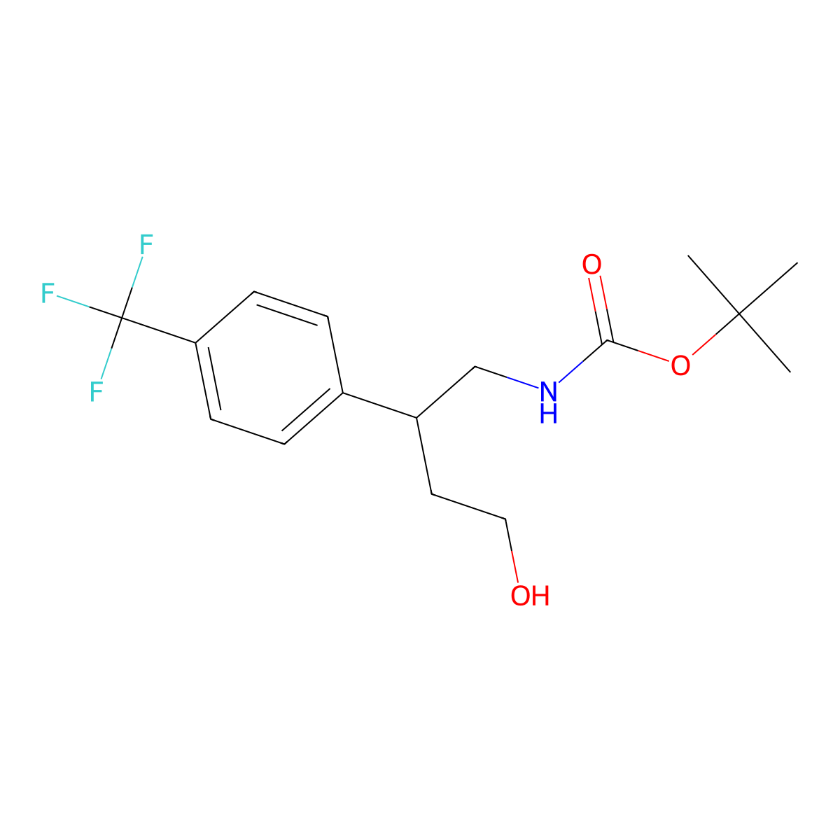 tert-butyl N-{4-hydroxy-2-[4-(trifluoromethyl)phenyl]butyl}carbamate molecular structure, CAS 2408961-95-3