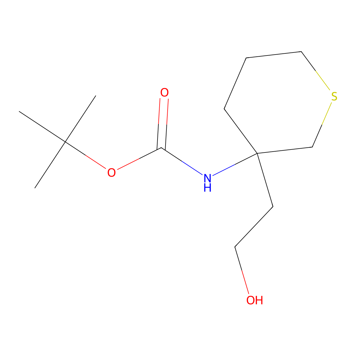 tert-butyl N-[3-(2-hydroxyethyl)thian-3-yl]carbamate molecular structure, CAS 2408962-05-8