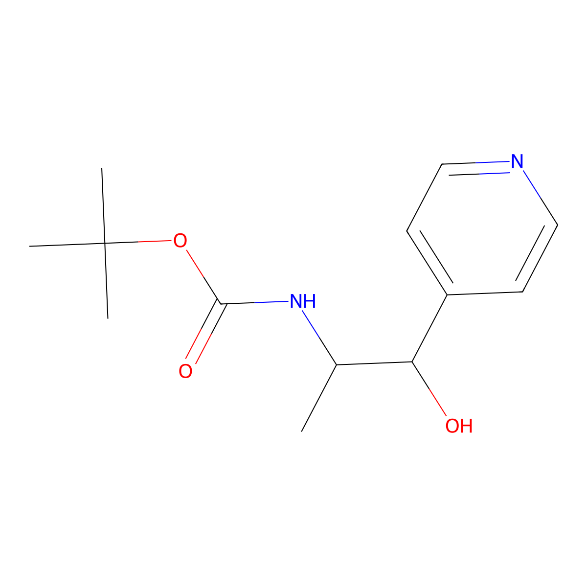 tert-butyl N-[1-hydroxy-1-(pyridin-4-yl)propan-2-yl]carbamate molecular structure, CAS 2408962-12-7