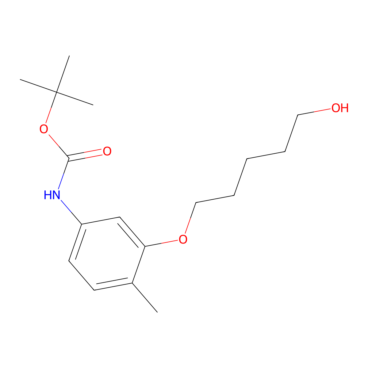 tert-butyl N-{3-[(5-hydroxypentyl)oxy]-4-methylphenyl}carbamate molecular structure, CAS 2408962-20-7