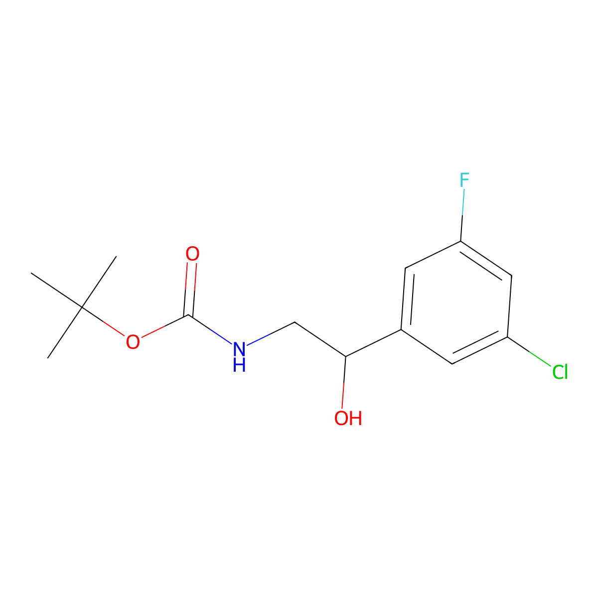 tert-butyl N-[2-(3-chloro-5-fluorophenyl)-2-hydroxyethyl]carbamate molecular structure, CAS 2408962-22-9