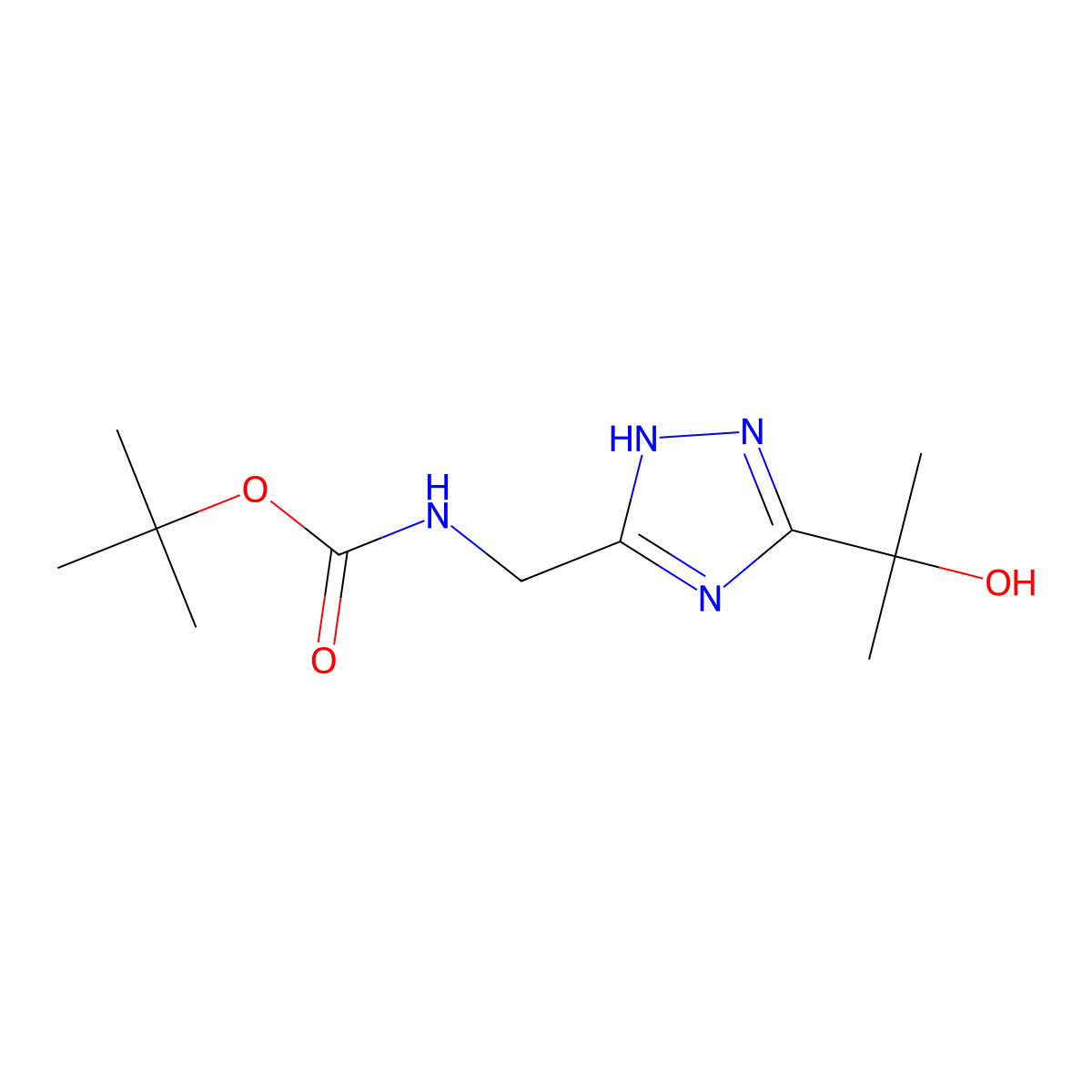 tert-butyl N-{[3-(2-hydroxypropan-2-yl)-1H-1,2,4-triazol-5-yl]methyl}carbamate molecular structure, CAS 2408962-27-4