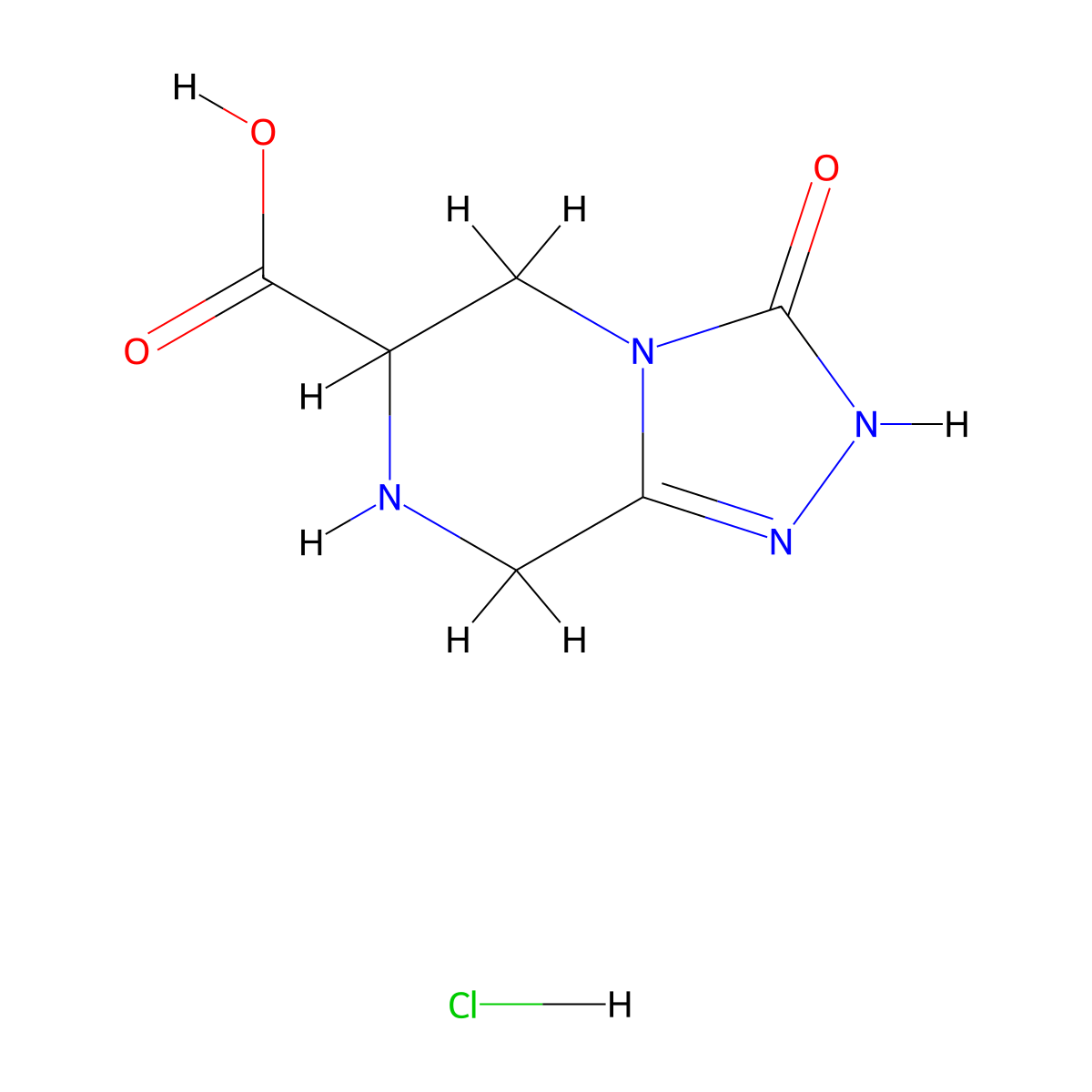 3-hydroxy-5H,6H,7H,8H-(1,2,4)triazolo(4,3-a)pyrazine-6-carboxylic acid hydrochloride molecular structure, CAS 2408962-31-0