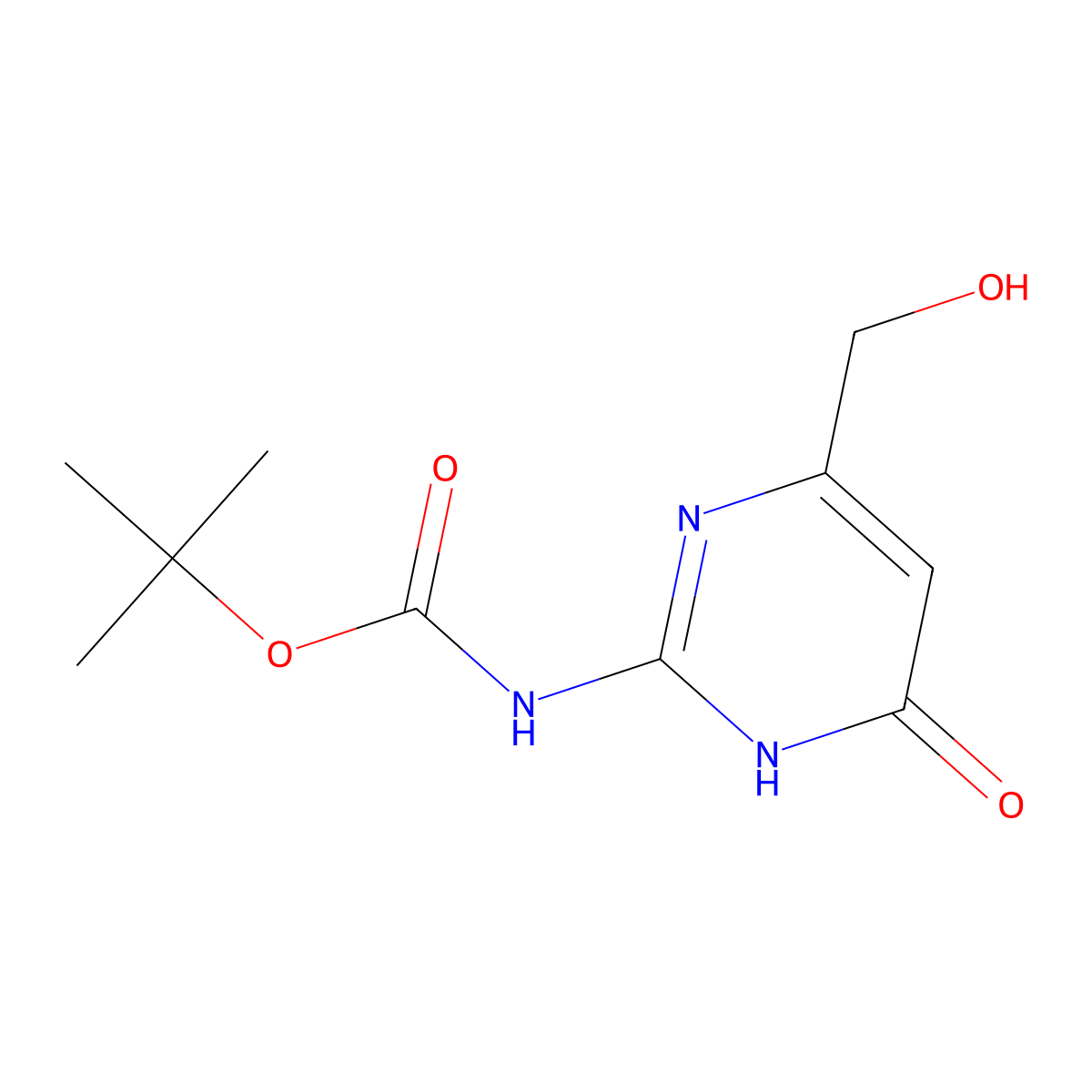tert-butyl N-[4-(hydroxymethyl)-6-oxo-1,6-dihydropyrimidin-2-yl]carbamate molecular structure, CAS 2408962-33-2