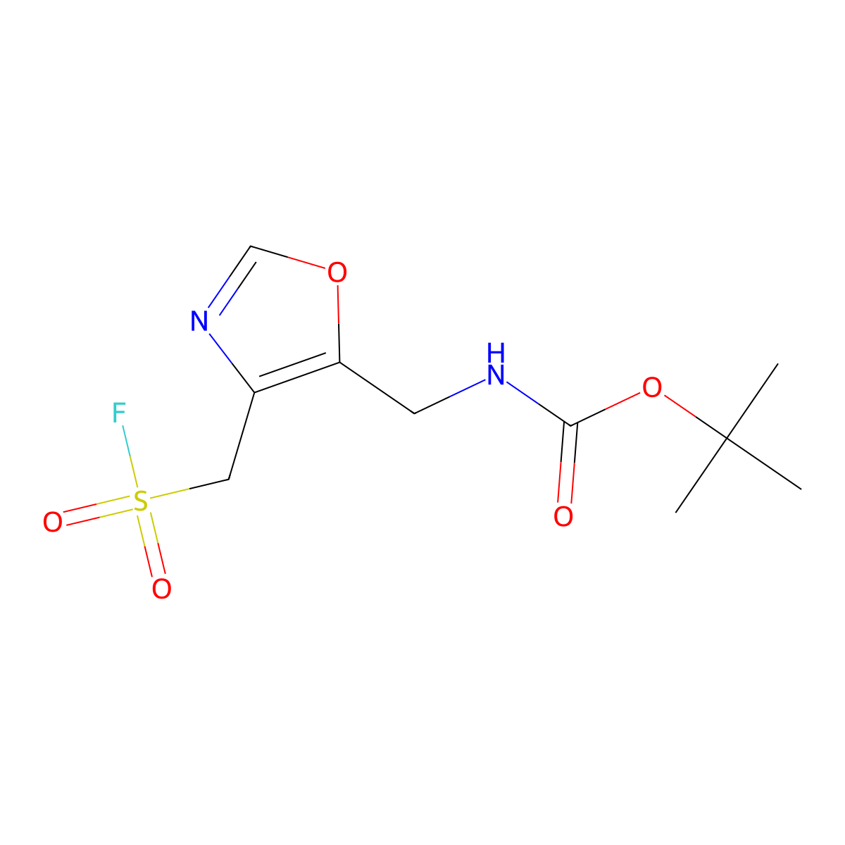 tert-butylN-({4-[(fluorosulfonyl)methyl]-1,3-oxazol-5-yl}methyl)carbamate molecular structure, CAS 2408962-39-8